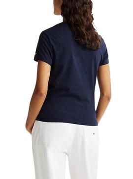 Camiseta Tommy Jeans Slim Essential marinho para mulher.