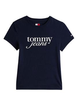 Camiseta Tommy Jeans Slim Essential marinho para mulher.