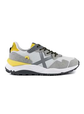 Sapatilhas Munich Shibuya 23 cinza e amarelo para homem.