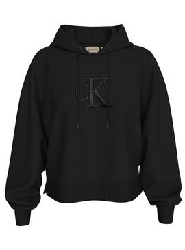 Moletom Calvin Klein Jeans Raised preto para mulher.