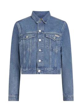 Jaqueta jeans Calvin Klein Jeans Cropped dos anos 90 para mulher.