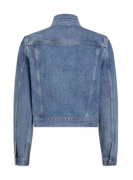 Jaqueta jeans Calvin Klein Jeans Cropped dos anos 90 para mulher.