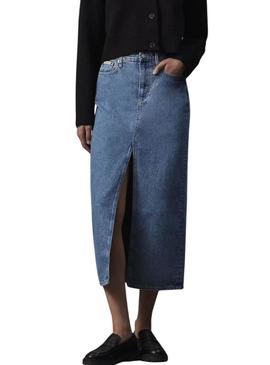 Saia Calvin Klein Jeans Maxi denim para mulher.