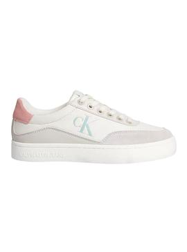 Sapatilhas Calvin Klein Jeans Classic Cupsole brancas para mulher.