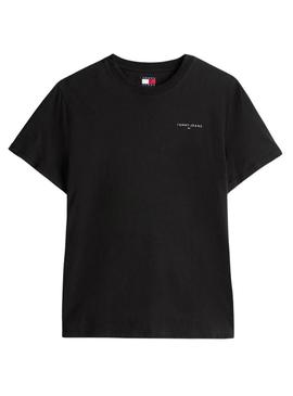 Camiseta Tommy Jeans Linear Chest preta para homem