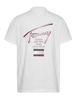 Camiseta Tommy jeans Sign City branco para homem.