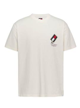 Camiseta Tommy Jeans Ancient branca para homens.