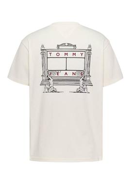 Camiseta Tommy Jeans Ancient branca para homens.