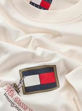 Camiseta Tommy Jeans Ancient branca para homens.