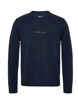 Camisola Tommy Jeans Linear marinha para homem.