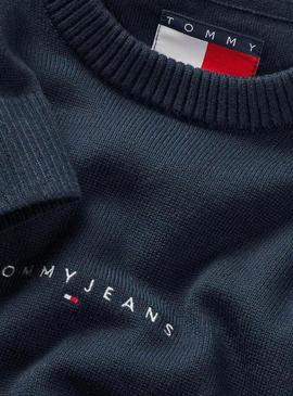 Camisola Tommy Jeans Linear marinha para homem.