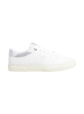 Sapatilhas Pepe Jeans Kenton Knit branco para mulher.