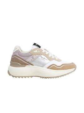 Sapatilhas Pepe Jeans Kimi Glam branco e prateado para mulher
