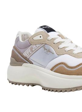 Sapatilhas Pepe Jeans Kimi Glam branco e prateado para mulher