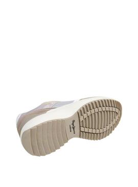 Sapatilhas Pepe Jeans Kimi Glam branco e prateado para mulher