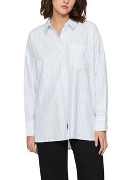 Camisa Vila Vidarma azul e branco para mulher.