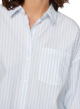 Camisa Vila Vidarma azul e branco para mulher.