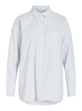 Camisa Vila Vidarma azul e branco para mulher.