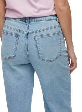 Calça de ganga Vila Viemma em denim claro para mulher.