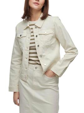 Jaqueta jeans Vila Vinus branco para mulher.