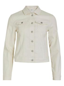 Jaqueta jeans Vila Vinus branco para mulher.