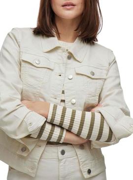Jaqueta jeans Vila Vinus branco para mulher.