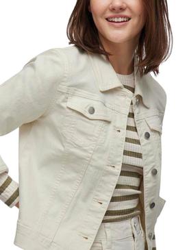Jaqueta jeans Vila Vinus branco para mulher.