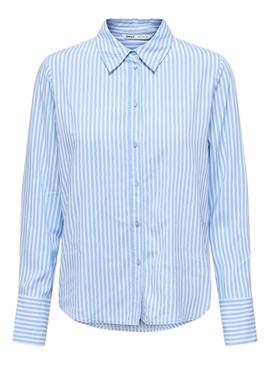 Camisa Only Berit azul e branco para mulher.