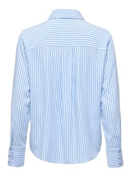 Camisa Only Berit azul e branco para mulher.