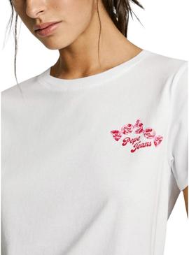 Camiseta Pepe Jeans Rosey branca para mulher.