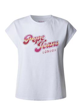 Camiseta Pepe Jeans Roalie branca para mulher.
