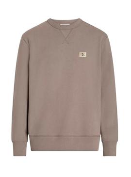 Moletom marrom Calvin Klein Label para homem.