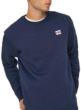 Moletom Only and Sons Dawson azul marinho para homem.