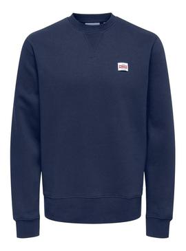 Moletom Only and Sons Dawson azul marinho para homem.