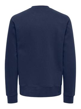 Moletom Only and Sons Dawson azul marinho para homem.