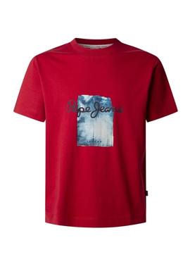 Camiseta Pepe Jeans Prush vermelha para homem.
