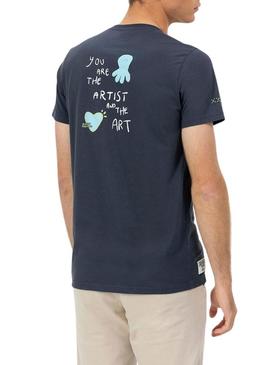 Camiseta El Pulpo The Artist azul marinho para homem.