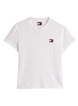 Camiseta Tommy Jeans Reg branca para mulher.