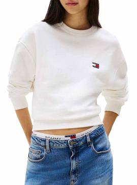Blusa Tommy Jeans Badge branca para mulher