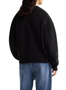 Moletom Tommy Jeans Badge preto para mulher.