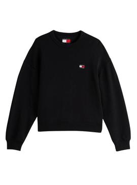 Moletom Tommy Jeans Badge preto para mulher.