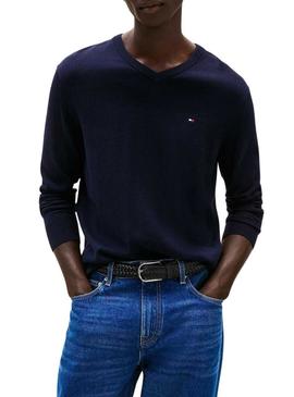 Camisola Tommy Hilfiger Essential azul marino para homem.