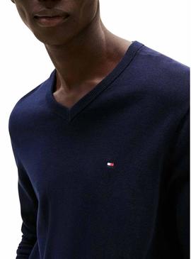 Camisola Tommy Hilfiger Essential azul marino para homem.
