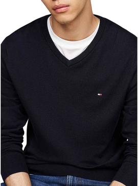 Camisola Tommy Hilfiger Essential azul marino para homem.