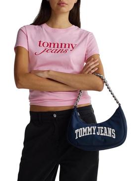 Bolsa Tommy Jeans Shoulder Chain azul marino para mulher