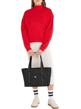 Bolsa Tommy Jeans Daily Tote preta para mulher.