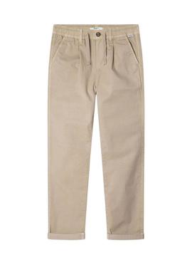 Calça Pepe Jeans Junior bege para menino.
