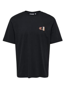 Camiseta Only and Sons Basketball preta para homem.