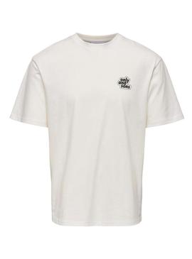 Camisa Only and Sons Flower branca para homem.