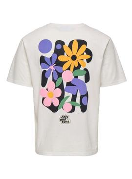Camisa Only and Sons Flower branca para homem.